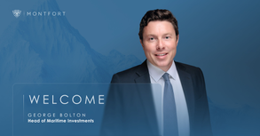 George Bolton, newly appointed Head of Maritime Investments at Montfort Maritime, pictured in a corporate welcome announcement.
